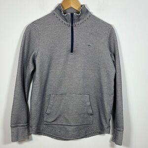 Vineyard Vines Navy Striped 1/4 Zip Sweater Small Sweatshirt Beach Nautical